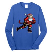 Santa Ice Hockey Lover Player Christmas Gift Long Sleeve Shirt