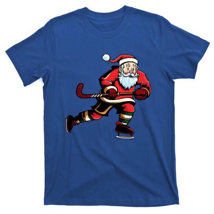 Santa Ice Hockey Lover Player Christmas Gift T-Shirt