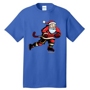 Santa Ice Hockey Lover Player Christmas Gift Tall T-Shirt