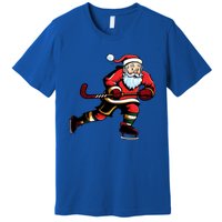 Santa Ice Hockey Lover Player Christmas Gift Premium T-Shirt