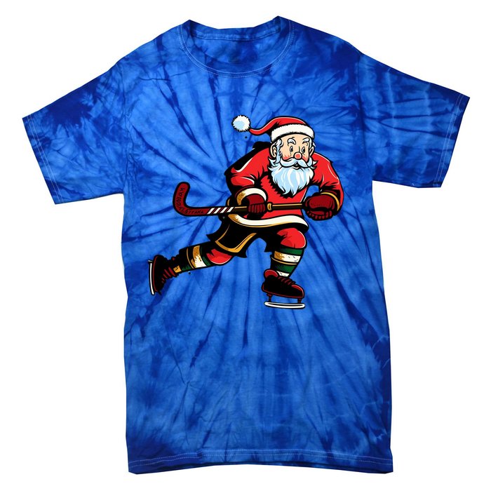 Santa Ice Hockey Lover Player Christmas Gift Tie-Dye T-Shirt