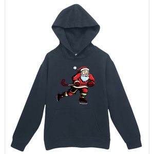 Santa Ice Hockey Lover Player Christmas Gift Urban Pullover Hoodie