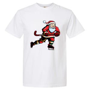 Santa Ice Hockey Lover Player Christmas Gift Garment-Dyed Heavyweight T-Shirt