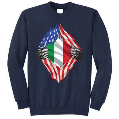 Super Italian Heritage Proud Italy Roots USA Flag Sweatshirt