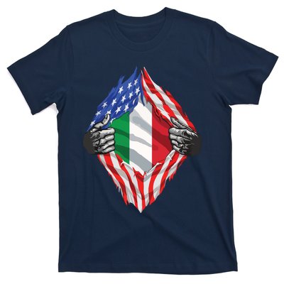 Super Italian Heritage Proud Italy Roots USA Flag T-Shirt