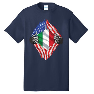 Super Italian Heritage Proud Italy Roots USA Flag Tall T-Shirt