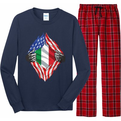 Super Italian Heritage Proud Italy Roots USA Flag Long Sleeve Pajama Set