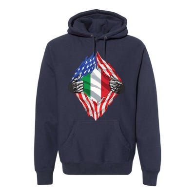 Super Italian Heritage Proud Italy Roots USA Flag Premium Hoodie