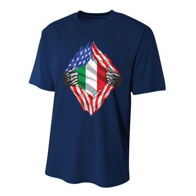 Super Italian Heritage Proud Italy Roots USA Flag Performance Sprint T-Shirt