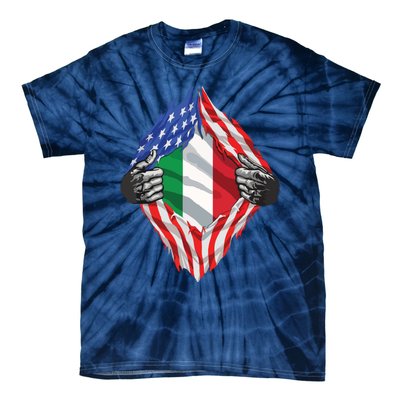 Super Italian Heritage Proud Italy Roots USA Flag Tie-Dye T-Shirt