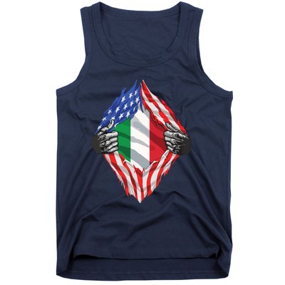 Super Italian Heritage Proud Italy Roots USA Flag Tank Top