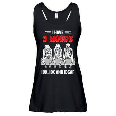 Skeleton I Have 3 Moods IDK IDC And IDGAF Ladies Essential Flowy Tank