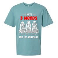 Skeleton I Have 3 Moods IDK IDC And IDGAF Sueded Cloud Jersey T-Shirt