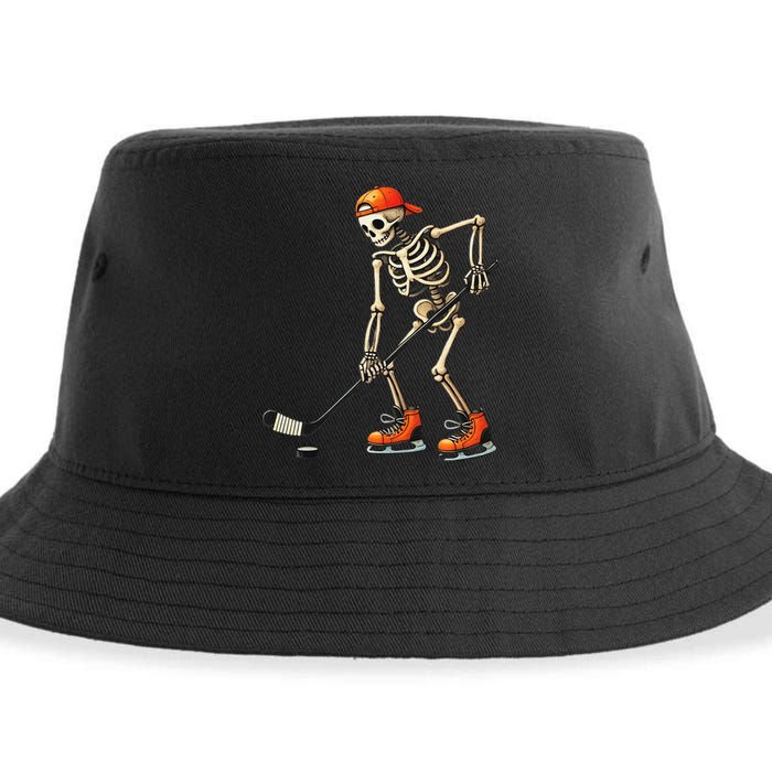 Skeleton Ice Hockey Halloween Costume Gift Sustainable Bucket Hat