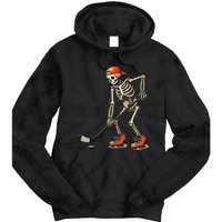 Skeleton Ice Hockey Halloween Costume Gift Tie Dye Hoodie