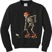 Skeleton Ice Hockey Halloween Costume Gift Kids Sweatshirt