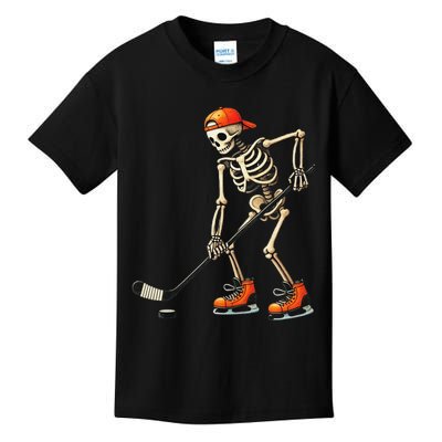 Skeleton Ice Hockey Halloween Costume Gift Kids T-Shirt