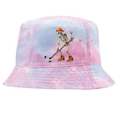 Skeleton Ice Hockey Halloween Costume Gift Tie-Dyed Bucket Hat