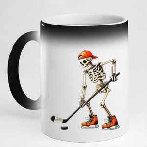 Skeleton Ice Hockey Halloween Costume 11oz Black Color Changing Mug