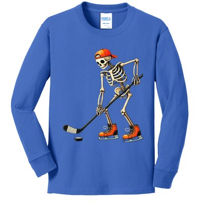 Skeleton Ice Hockey Halloween Costume Kids Long Sleeve Shirt