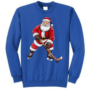 Santa Ice Hockey Santa Claus Playing Ice Hockey Christmas Funny Gift Sweatshirt