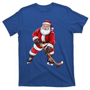 Santa Ice Hockey Santa Claus Playing Ice Hockey Christmas Funny Gift T-Shirt