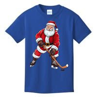 Santa Ice Hockey Santa Claus Playing Ice Hockey Christmas Funny Gift Kids T-Shirt