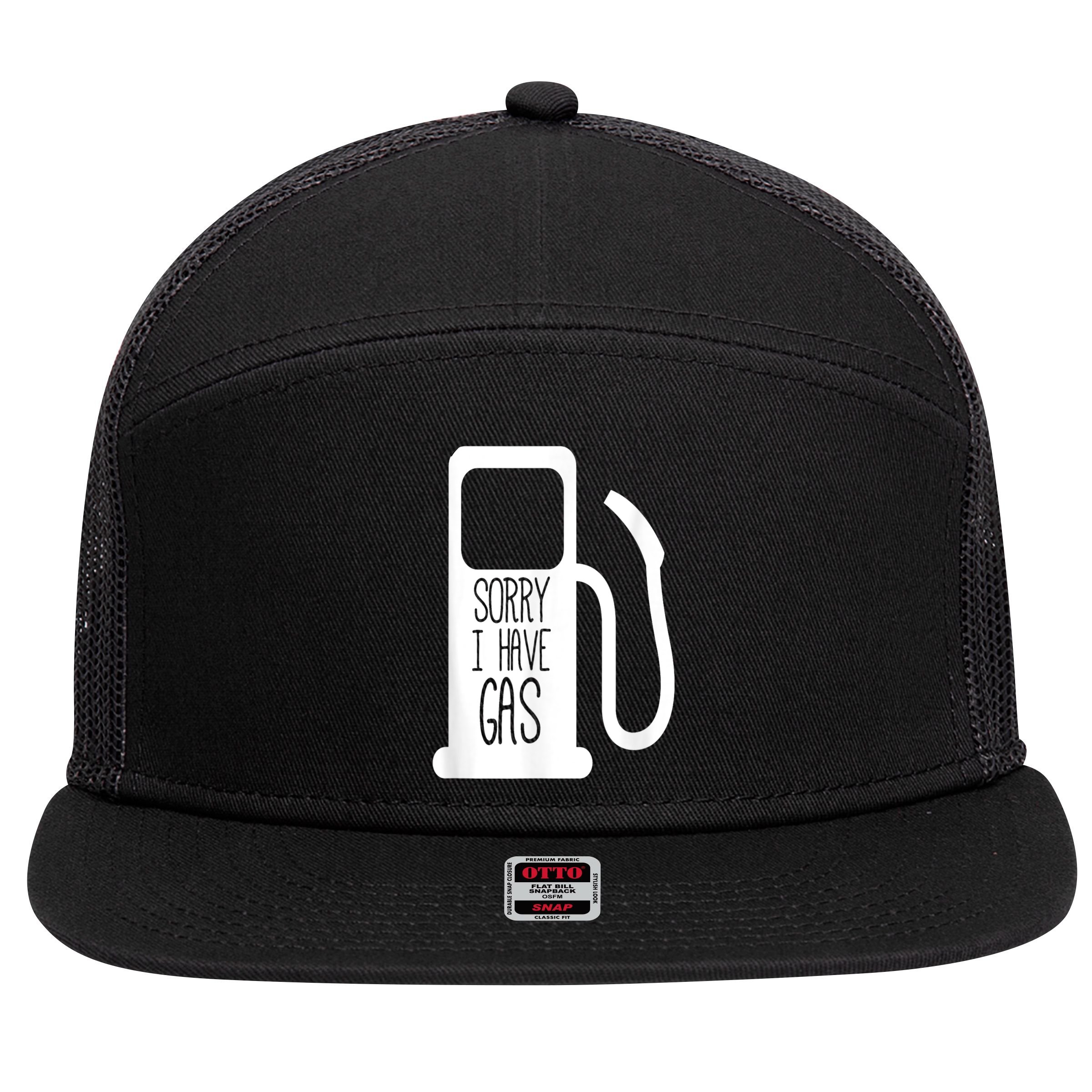 Sorry I Have Gas Funny Fart Toilet Humor Pump 7 Panel Mesh Trucker Snapback Hat