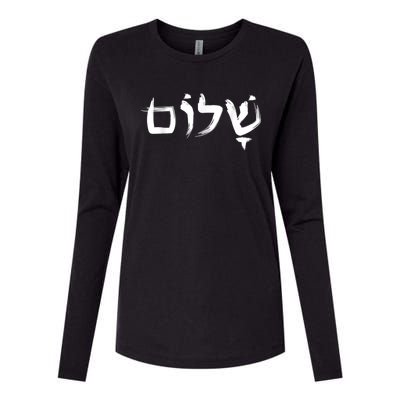 Shalom In Hebrew Letters Womens Cotton Relaxed Long Sleeve T-Shirt