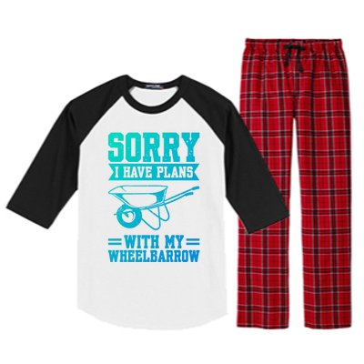 Sorry I Have Plans With My Wheelbarrow Construction Worker Funny Gift Raglan Sleeve Pajama Set