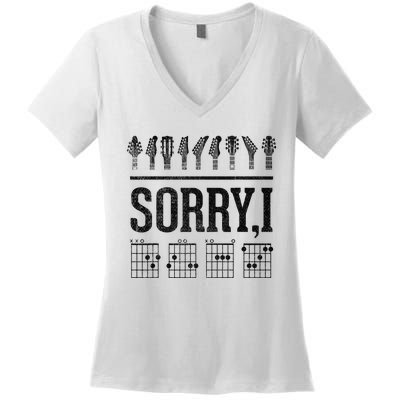 Sorry IDGAF Hidden Message Music Note Dgaf Guitar Chords Women's V-Neck T-Shirt