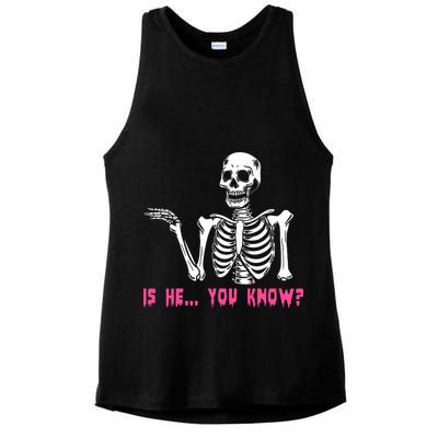 Skeleton Is He You Know Meme Ladies PosiCharge Tri-Blend Wicking Tank