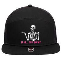 Skeleton Is He You Know Meme 7 Panel Mesh Trucker Snapback Hat
