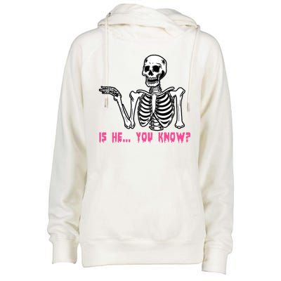 Skeleton Is He You Know Meme Womens Funnel Neck Pullover Hood