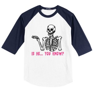 Skeleton Is He You Know Meme Baseball Sleeve Shirt