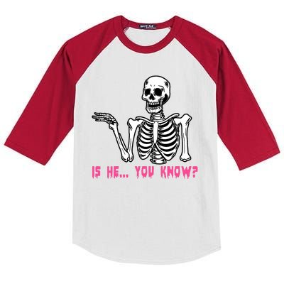 Skeleton Is He You Know Meme Kids Colorblock Raglan Jersey