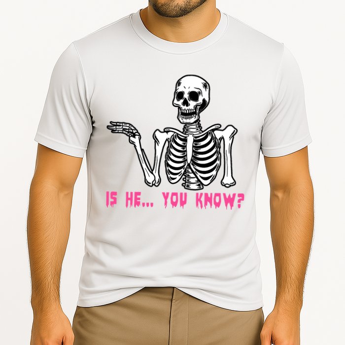 Skeleton Is He You Know Meme Cooling Performance Crew T-Shirt