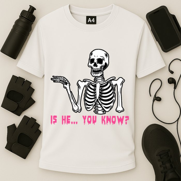 Skeleton Is He You Know Meme Cooling Performance Crew T-Shirt