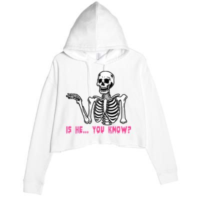 Skeleton Is He You Know Meme Crop Fleece Hoodie