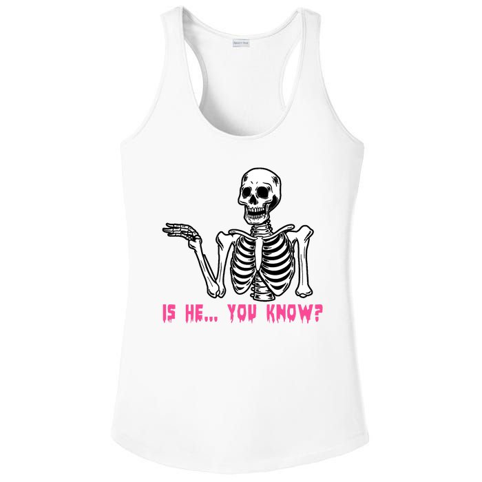 Skeleton Is He You Know Meme Ladies PosiCharge Competitor Racerback Tank