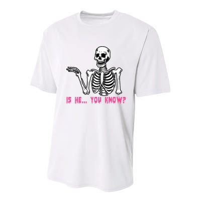 Skeleton Is He You Know Meme Youth Performance Sprint T-Shirt