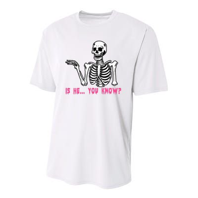 Skeleton Is He You Know Meme Youth Performance Sprint T-Shirt