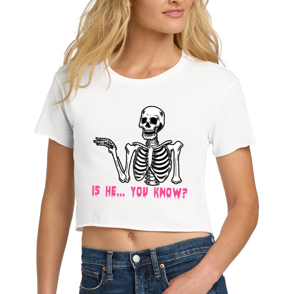Skeleton Is He You Know Meme Crop Top