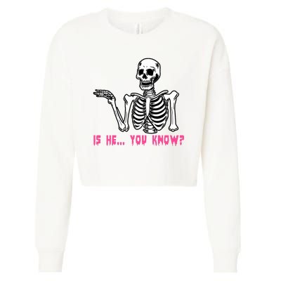 Skeleton Is He You Know Meme Cropped Pullover Crew