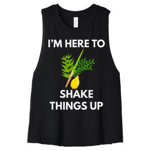 Sukkot IM Here To Shake Things Up Lulav Etrog Jewish Sukkah Women's Racerback Cropped Tank