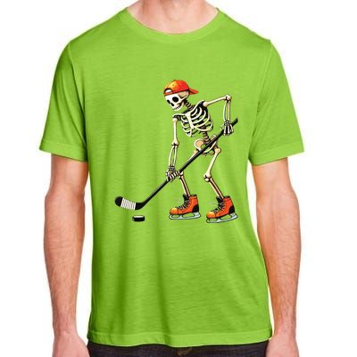 Skeleton Ice Hockey Halloween Adult ChromaSoft Performance T-Shirt