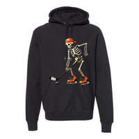 Skeleton Ice Hockey Halloween Premium Hoodie