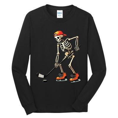 Skeleton Ice Hockey Halloween Tall Long Sleeve T-Shirt