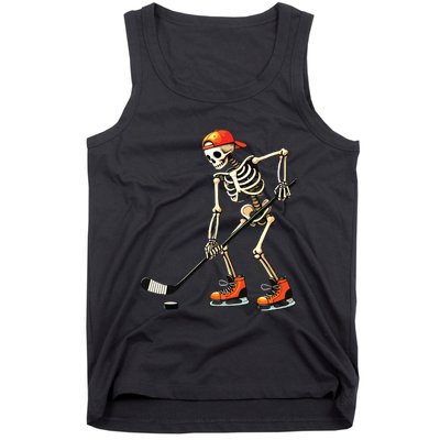 Skeleton Ice Hockey Halloween Tank Top