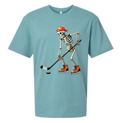 Skeleton Ice Hockey Halloween Sueded Cloud Jersey T-Shirt